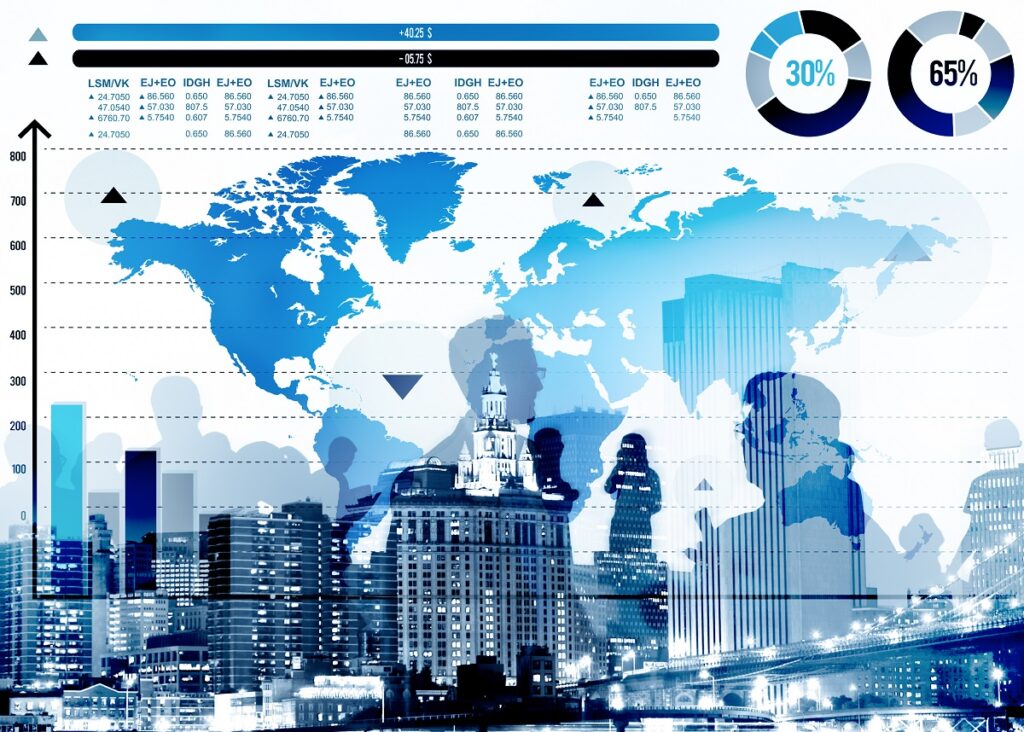 Global Business Graph Growth World Map Concept